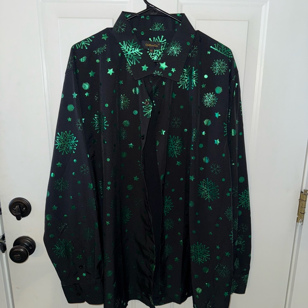 Green and Black Patterned Shirt Christmas Shirt